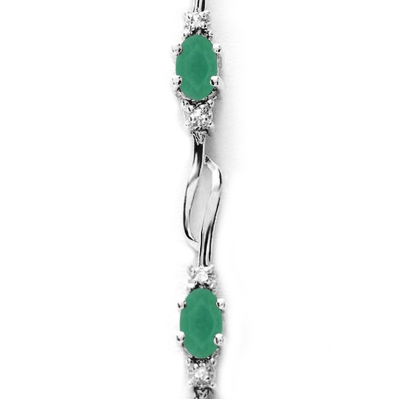 GOLD TENNIS BRACELET WITH EMERALDS & DIAMONDS - Picture 2 of 5